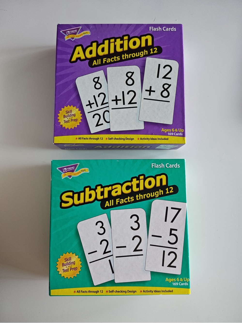 Math Flash Cards Bundle of 2 Sets - Addition and Subtraction - EUC